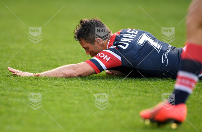 NRL 2019 RD20 Sydney Roosters v Gold Coast Titans - Cooper Cronk, scores a try , celeb  , 100th try