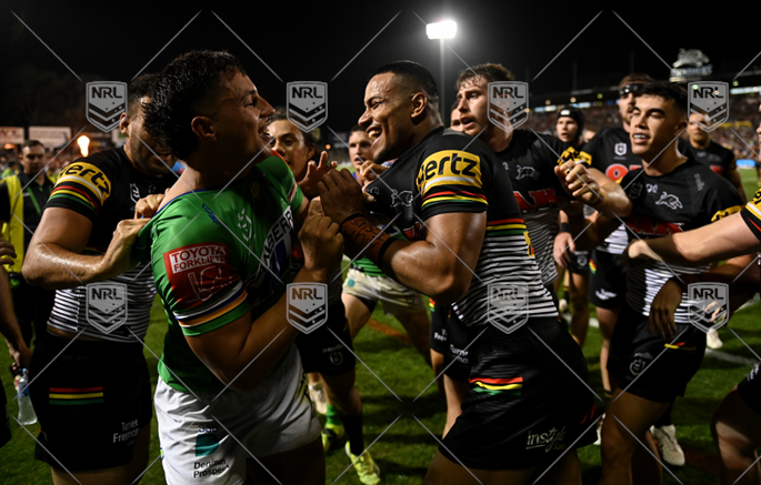 NRL 2021 RD05 Penrith Panthers v Canberra Raiders - Stephen Crichton Joseph Tapine, Fight post try