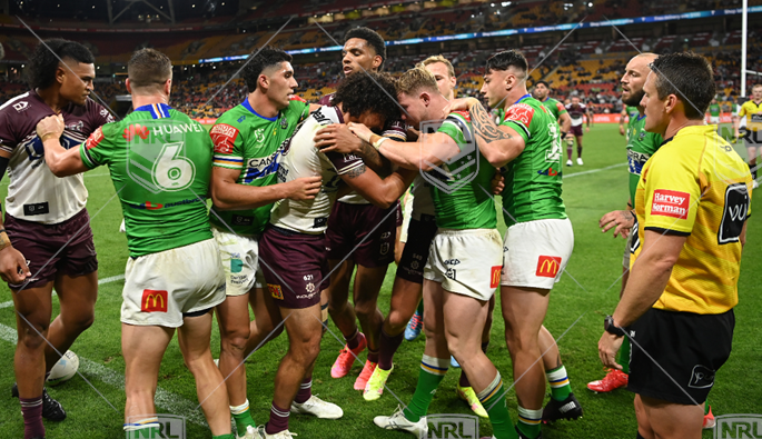 NRL 2021 RD23 Canberra Raiders v Manly-Warringah Sea Eagles - Morgan Harper, Fight after Try