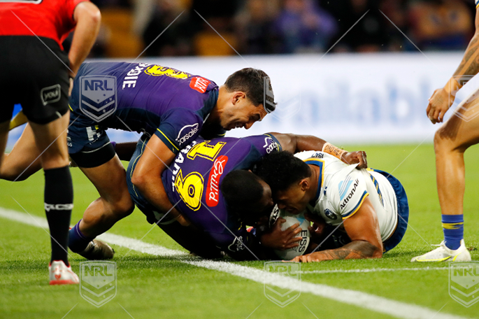 NRL 2021 RD24 Melbourne Storm v Parramatta Eels - Waqa Blake, into touch