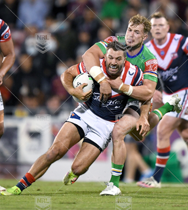 NRL 2021 RD25 Canberra Raiders v Sydney Roosters - Hudson Young James Tedesco