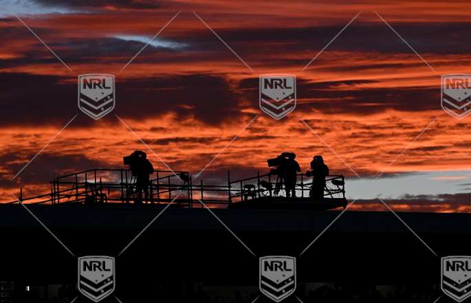 NRL 2021 QF Parramatta Eels v Newcastle Knights - Sunset, TV cameraman