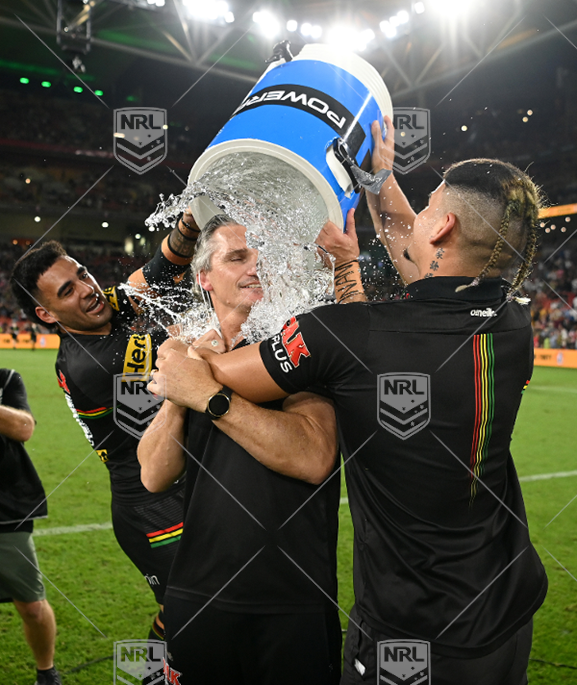 NRL 2021 GF Penrith Panthers v South Sydney Rabbitohs - Ivan Cleary , Panthers celebrate win