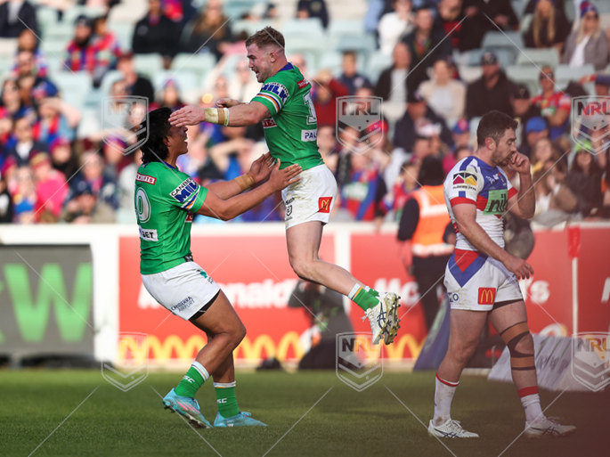 NRL 2022 RD15 Canberra Raiders v Newcastle Knights - Hudson Young, Try, Celebration, Match Winning Try