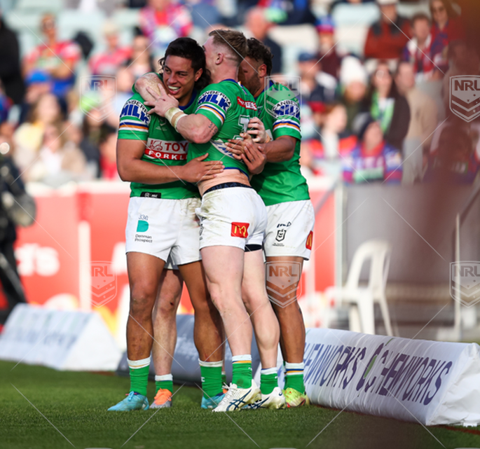 NRL 2022 RD15 Canberra Raiders v Newcastle Knights - Hudson Young, Try, Celebration, Match Winning Try