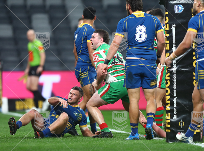 NSWC 2022 RD22 Parramatta Eels NSW Cup v South Sydney Rabbitohs NSW Cup - Tyson Hodge, try celeb