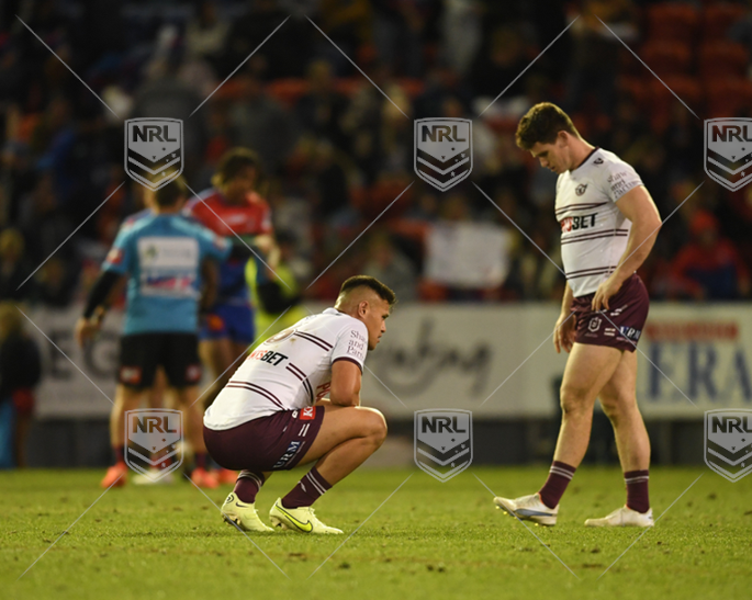 NRL 2023 RD13 Newcastle Knights v Manly-Warringah Sea Eagles - Josh Schuster, dejected