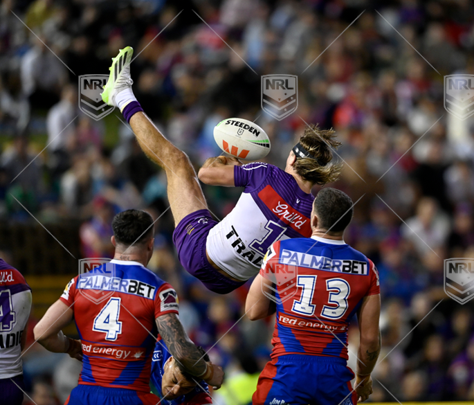 NRL 2024 RD03 Newcastle Knights v Melbourne Storm - Ryan Papenhuyzen Leo Thompson, tackle , on report